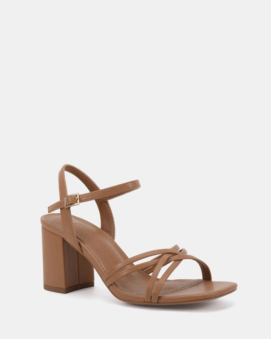 Image of Heels. Productname: Nirella: Camel - Women's Strappy - High Heel in Beige colour by brand - Novo