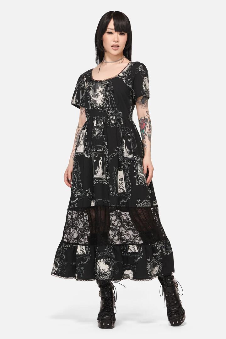 Image of Dresses. Product name - Holy Thursday Goth Midi Dress in Black colour by brand - Black Friday