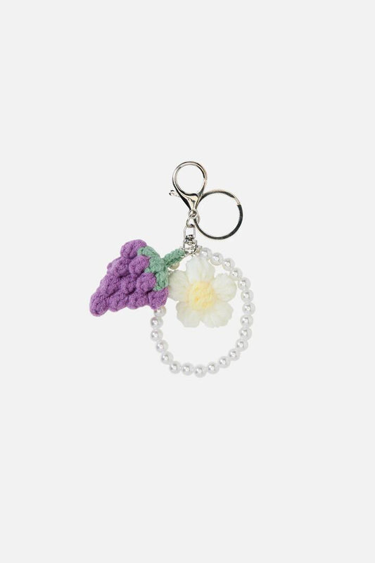 Image of Charms. Productname: Daisy Grape & Beads Bag Charm in Purple colour by brand - Princess Highway