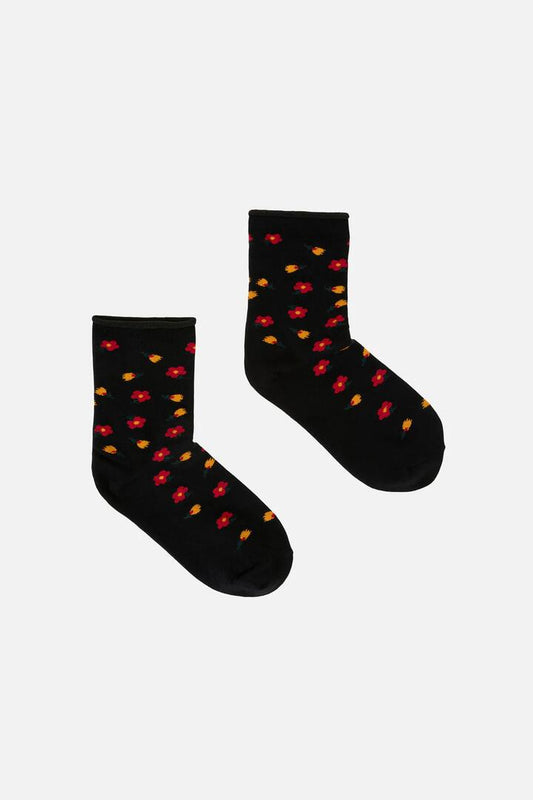 Image of Socks. Productname: Black Dainty Floral Socks in Black colour by brand - Princess Highway