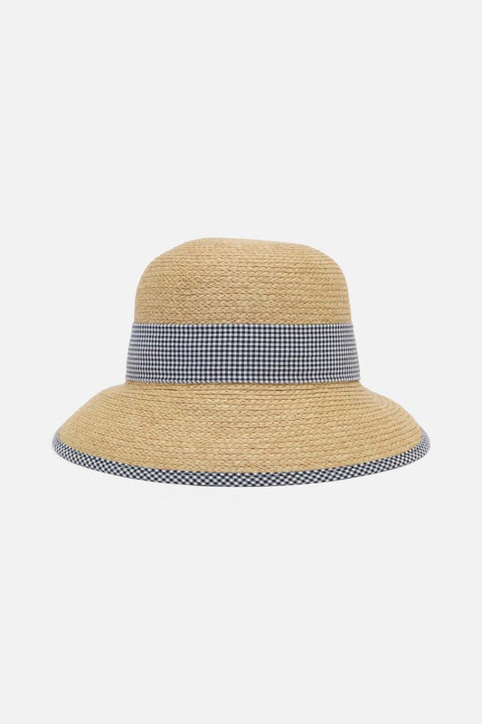 Image of Hats. Productname: Gingham Trim Straw Hat in Natural colour by brand - Princess Highway