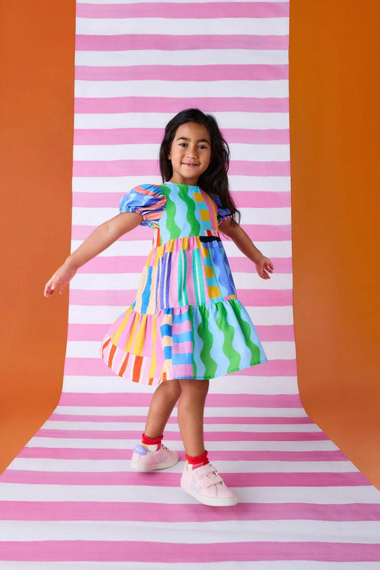 Image of Dresses. Productname: Stripe Mix Kids Dress in Multi colour by brand - Gorman