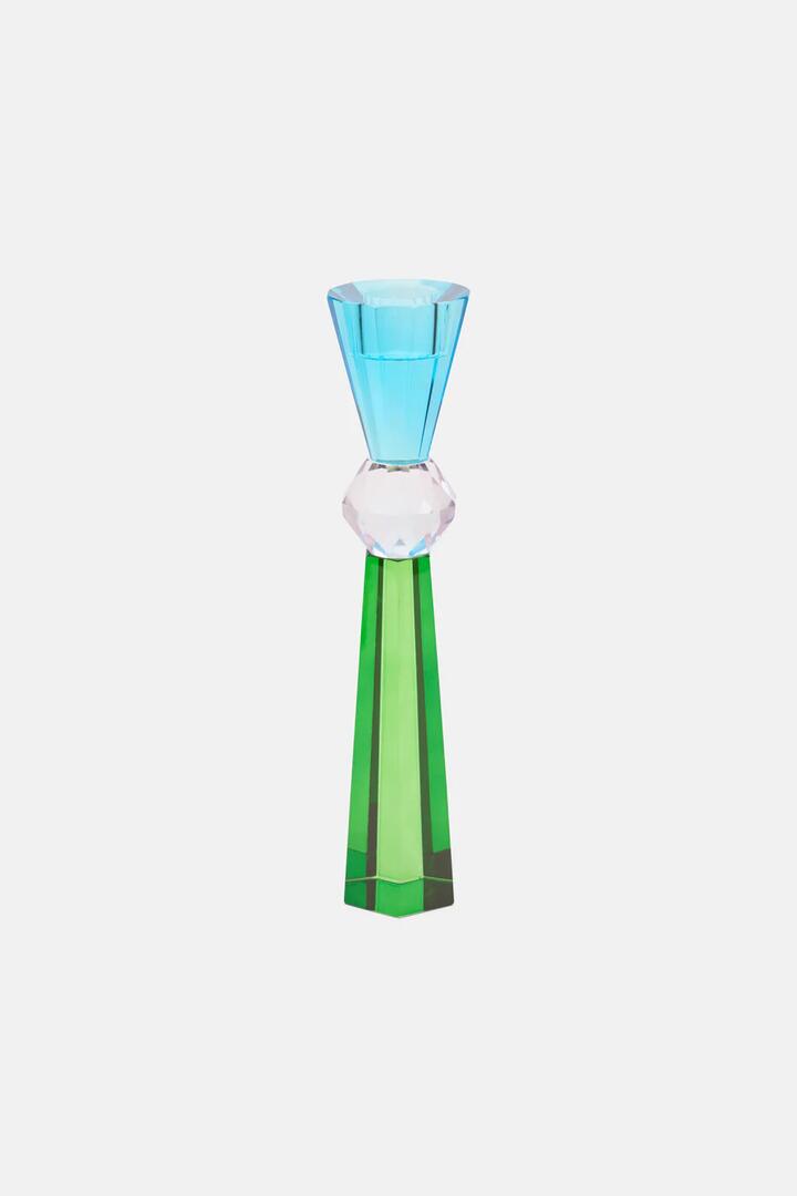 Image of Kitchen & Dining. Productname: Geo Cut Glass Candle Holder Tall in Multi colour by brand - Gorman