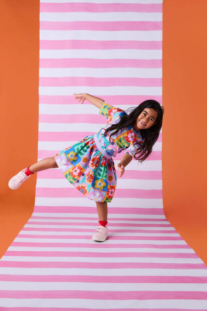 Image of a model wearing Skirts. Product name - Folksy Floral Kids Skirt in Multi colour by brand - Gorman
