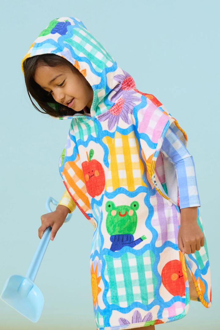 Image of Swimwear. Product name - Jumble Check Kids Swim Poncho in Multi colour by brand - Gorman