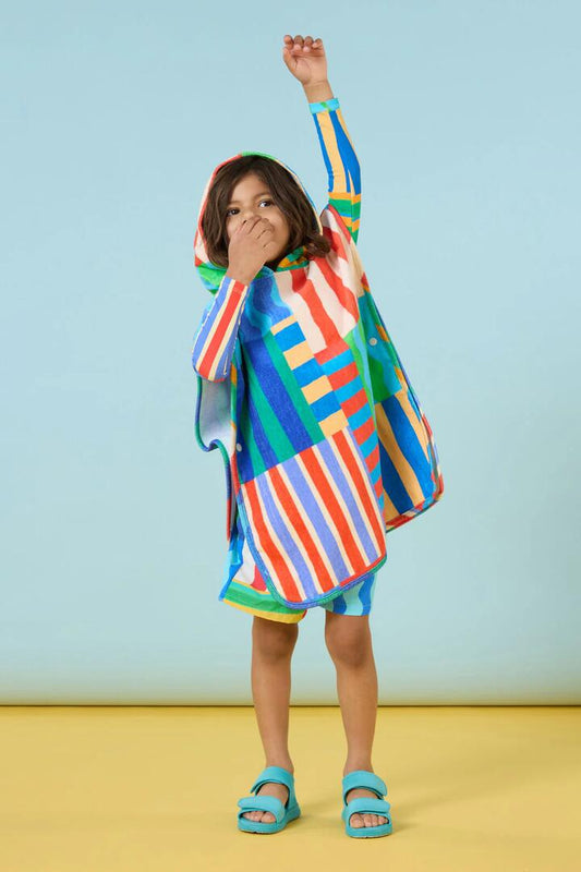 Image of Swimwear. Productname: Stripe Mix Kids Swim Poncho in Multi colour by brand - Gorman