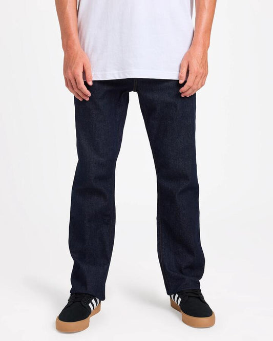 Image of Jeans. Product name - Volcom Mens V Solver Stretch Denim Jeans Rinsed Indigo in Rinsed Indigo colour by brand - Volcom