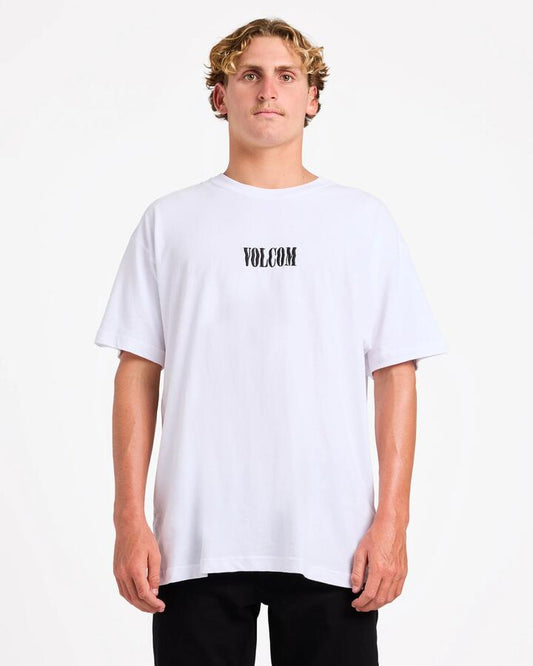 Image of T-Shirts. Product name - Volcom Mens Ripple Stone Lse T-Shirt White in White colour by brand - Volcom