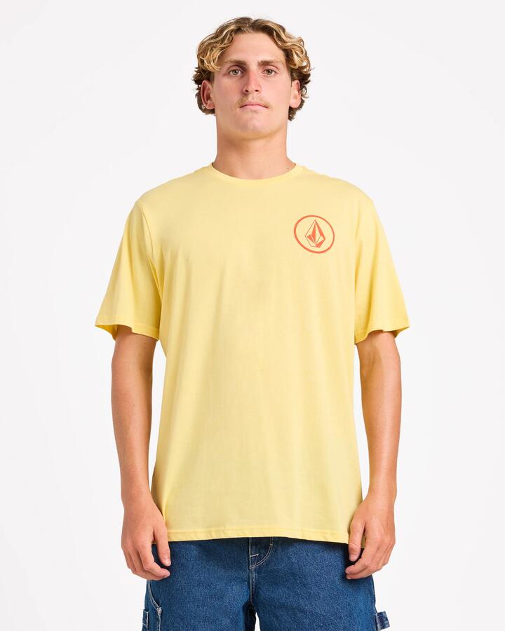 Image of T-Shirts. Product name - Volcom Mens Mini Circle T-Shirt Dawn Yellow in Dawn Yellow colour by brand - Volcom