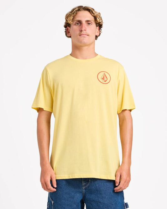 Image of T-Shirts. Product name - Volcom Mens Mini Circle T-Shirt Dawn Yellow in Dawn Yellow colour by brand - Volcom