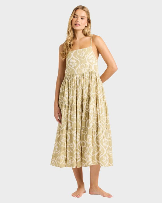 Image of Dresses. Productname: billabong - Womens Floral Trip Maxi Dress - Cactus - in Cactus colour by brand - billabong