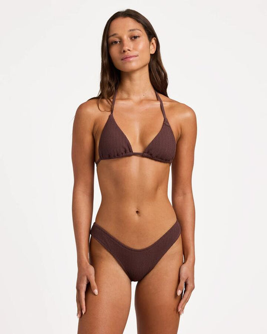 Image of Swimwear. Product name - Roxy Womens Aruba Triangle Bikini Top French Roast in French Roast colour by brand - Roxy