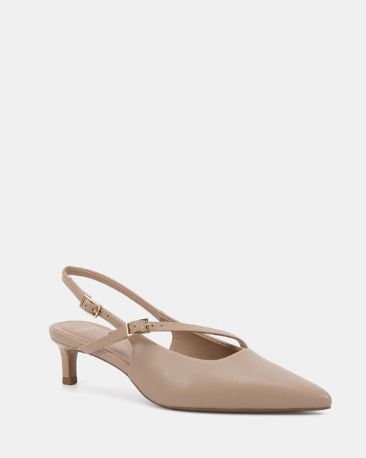 Image of Shoes. Productname: Isela: Neutral Smooth - Women's Court - Low Heel in Beige colour by brand - Novo