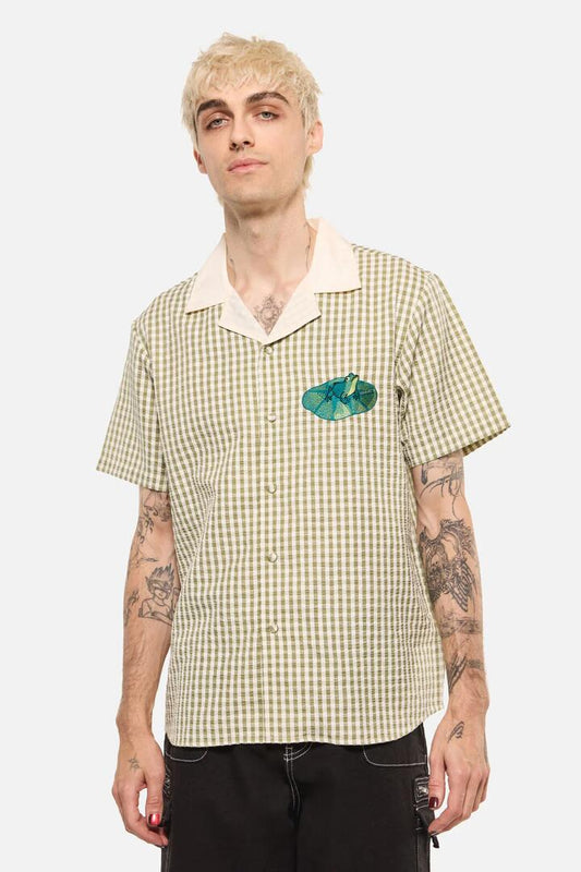 Image of Shirts. Productname: Cottagecore Gingham Collar Shirt in Green/Cream colour by brand - Dangerfield