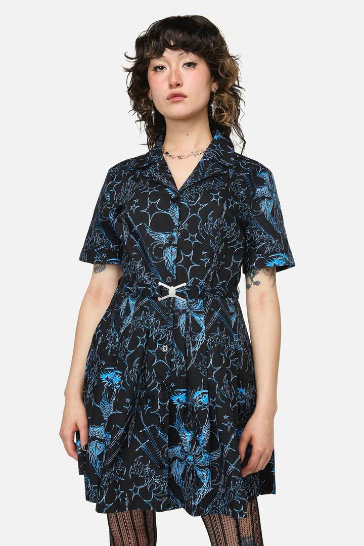 Image of Dresses. Product name - Heathen Goth Mini Dress in Black colour by brand - Dangerfield