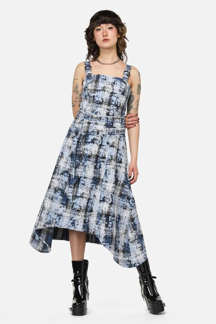 Image of Dresses. Product name - Fiendish Tartan Goth Maxi Dress in Multi colour by brand - Dangerfield