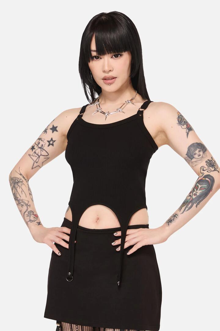 Image of Rings. Productname: Framed D-Ring Goth Tank Top in Black colour by brand - Black Friday