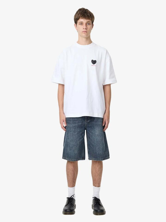 Image of a model wearing Tops. Productname: Article One Article Heart Tee in White colour by brand - Article One