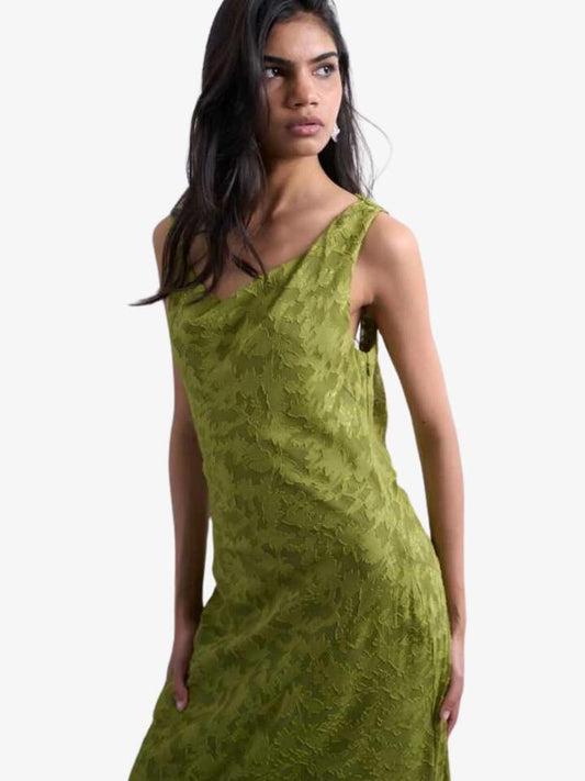 Image of Dresses. Productname: Topshop Devore Occasion Twist Shoulder Midi Dress in Green colour by brand - Topshop