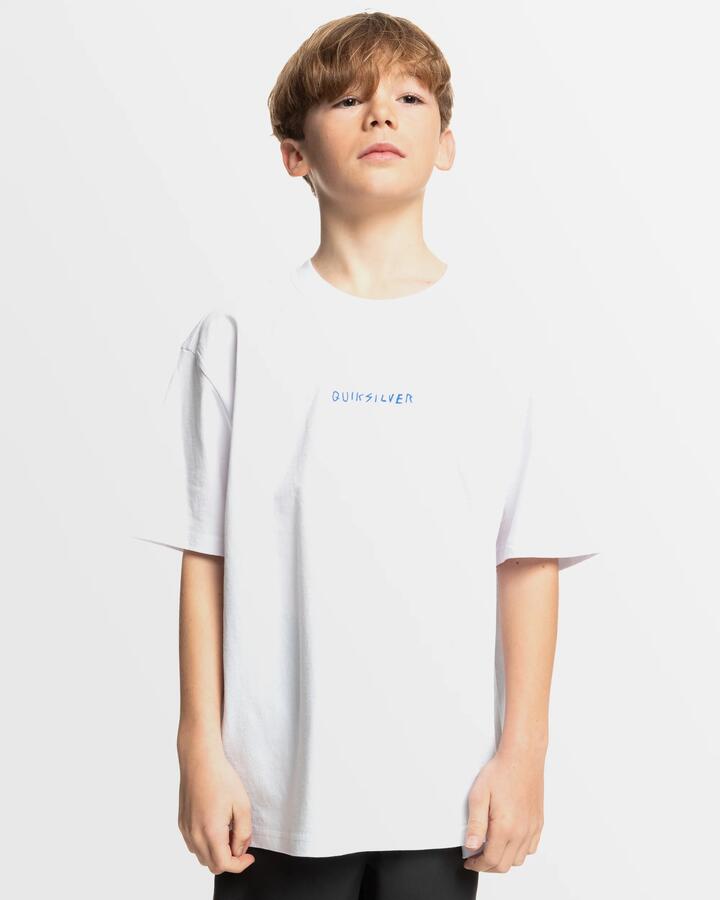 Image of T-Shirts. Product name - Quiksilver Boys 8-16 Made Of Bones T-Shirt White in White colour by brand - Quiksilver