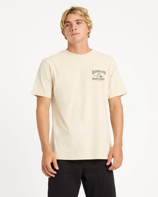 Image of T-Shirts. Product name - Quiksilver Mens Odd Balls T-Shirt Bone White in Bone White colour by brand - Quiksilver