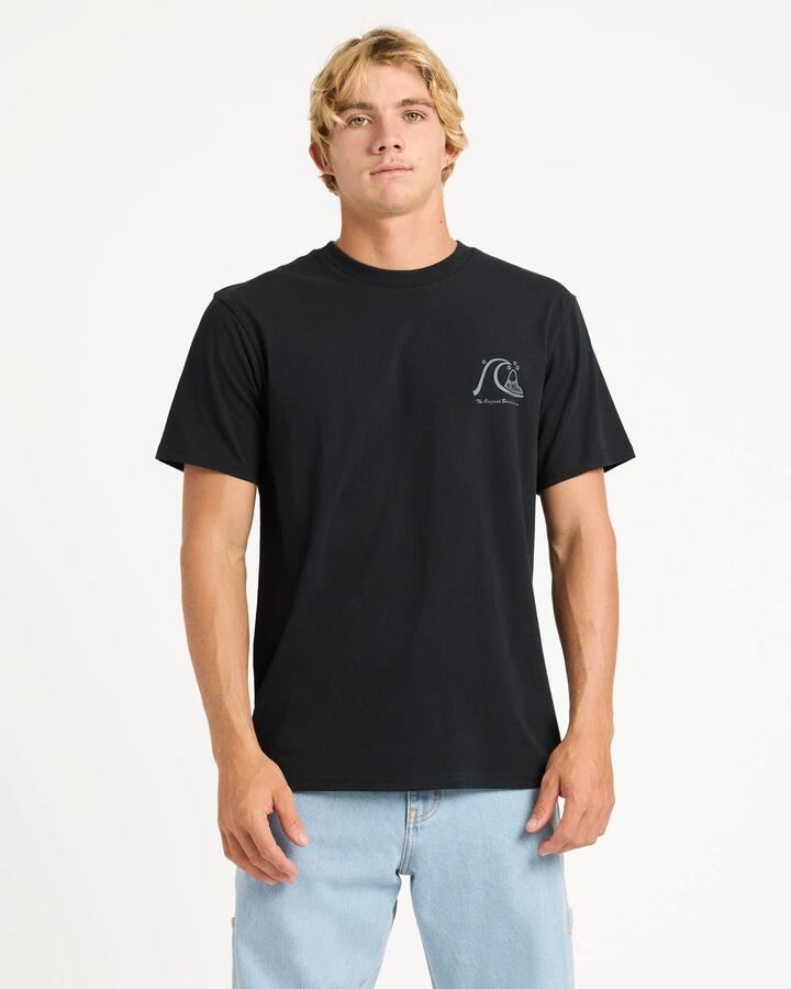 Image of a model wearing Shorts. Product name - Quiksilver Mens Og Boardshort Co T-Shirt Black in Black colour by brand - Quiksilver