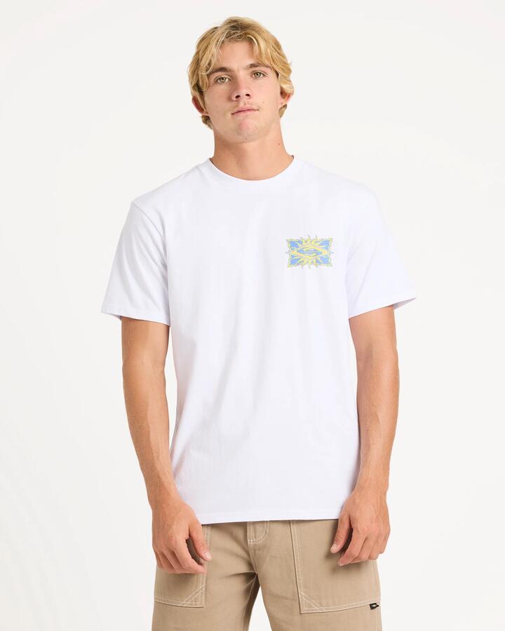 Image of T-Shirts. Product name - Quiksilver Mens Starfish Stamp T-Shirt White in White colour by brand - Quiksilver
