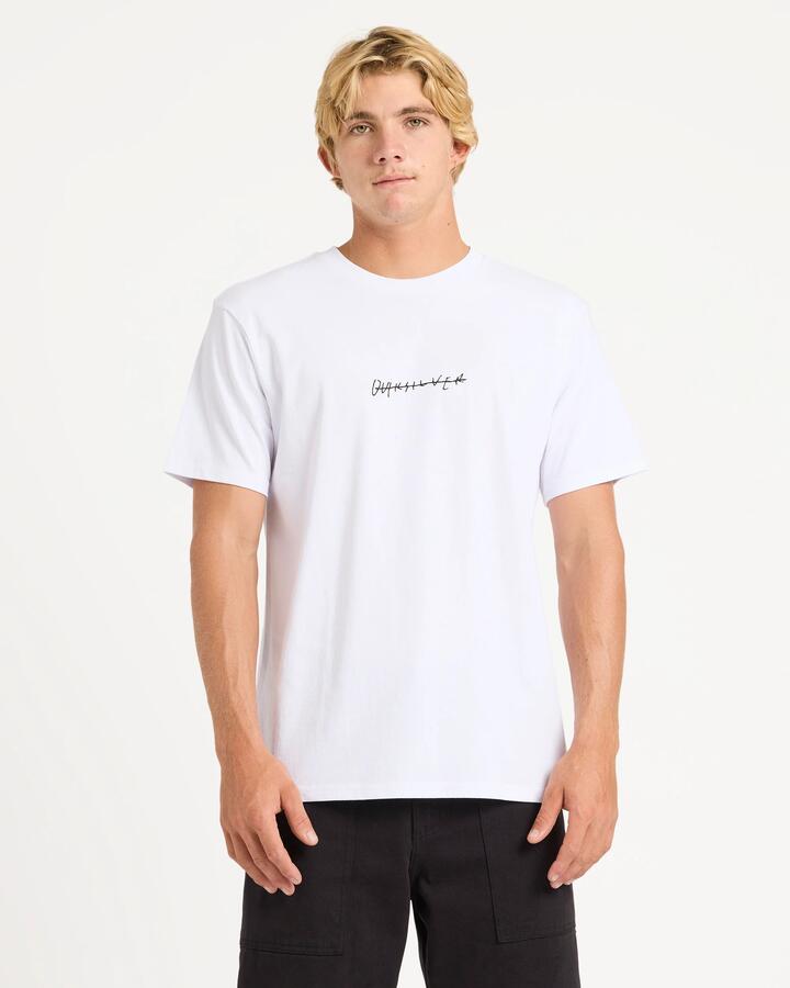 Image of T-Shirts. Product name - Quiksilver Mens Rushed Logo T-Shirt White in White colour by brand - Quiksilver