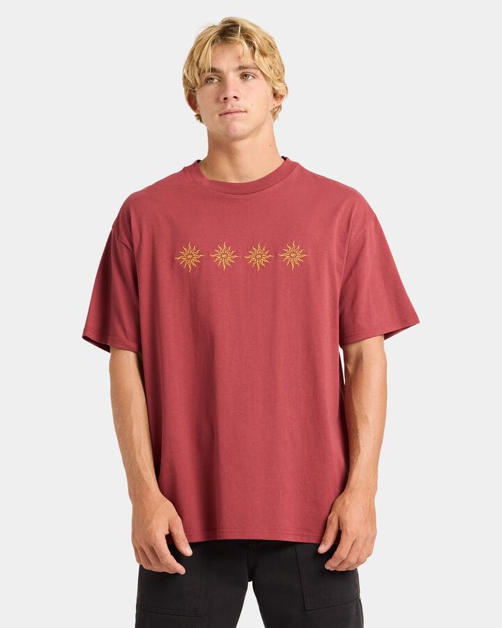 Image of T-Shirts. Product name - Quiksilver Mens Static Sun T-Shirt Burnt Russet in Burnt Russet colour by brand - Quiksilver