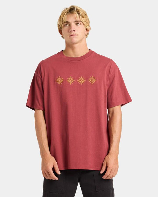Image of T-Shirts. Product name - Quiksilver Mens Static Sun T-Shirt Burnt Russet in Burnt Russet colour by brand - Quiksilver