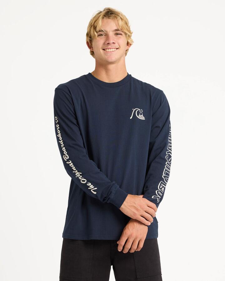 Image of a model wearing Shorts. Product name - Quiksilver Mens Og Boardshort Co T-Shirt Dark Navy in Dark Navy colour by brand - Quiksilver