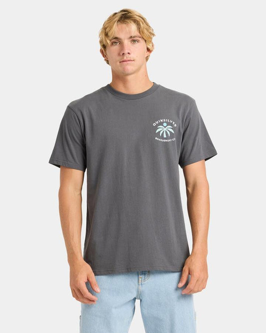Image of T-Shirts. Product name - Quiksilver Mens One Palm T-Shirt Iron Gate in Iron Gate colour by brand - Quiksilver