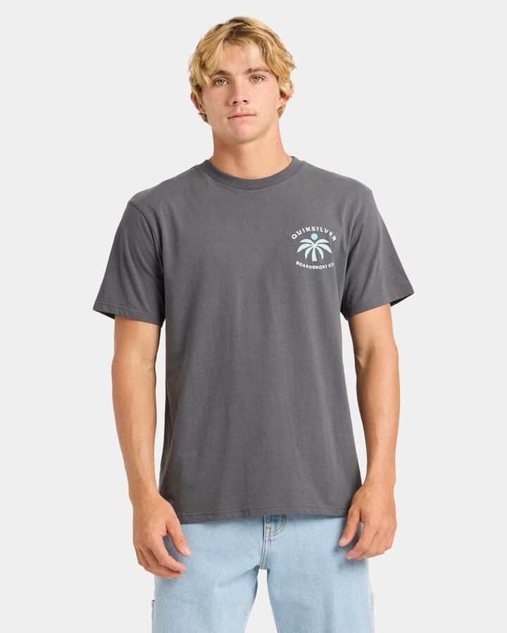 Image of T-Shirts. Product name - Quiksilver Mens One Palm T-Shirt Iron Gate in Iron Gate colour by brand - Quiksilver