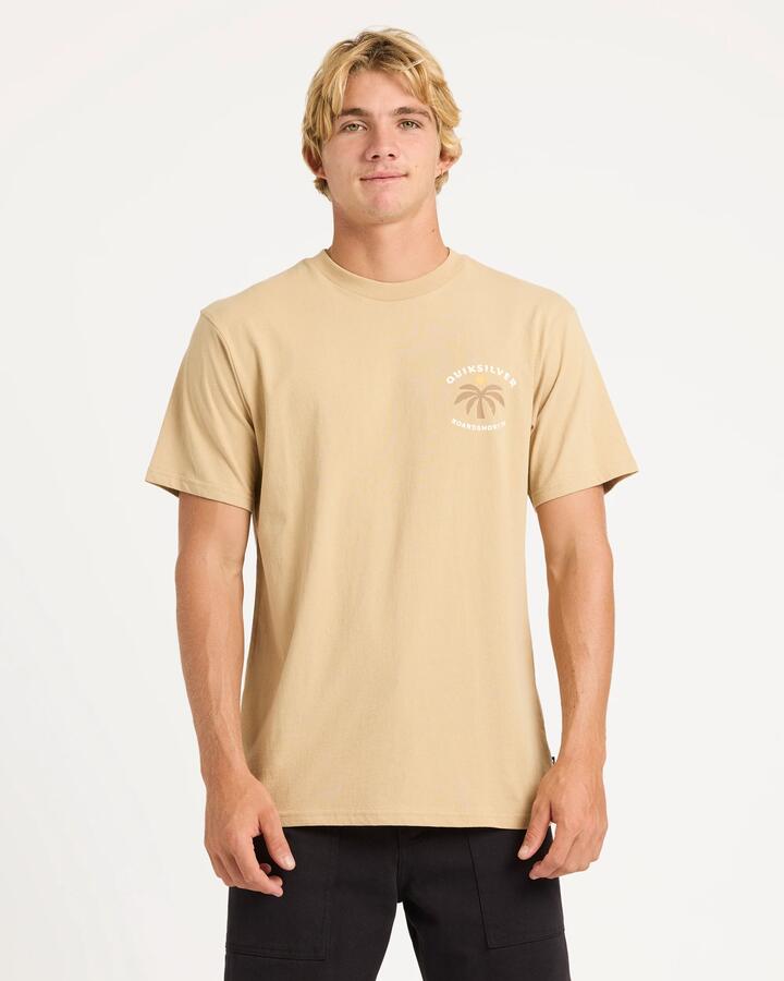 Image of T-Shirts. Product name - Quiksilver Mens One Palm T-Shirt Khaki in Khaki colour by brand - Quiksilver