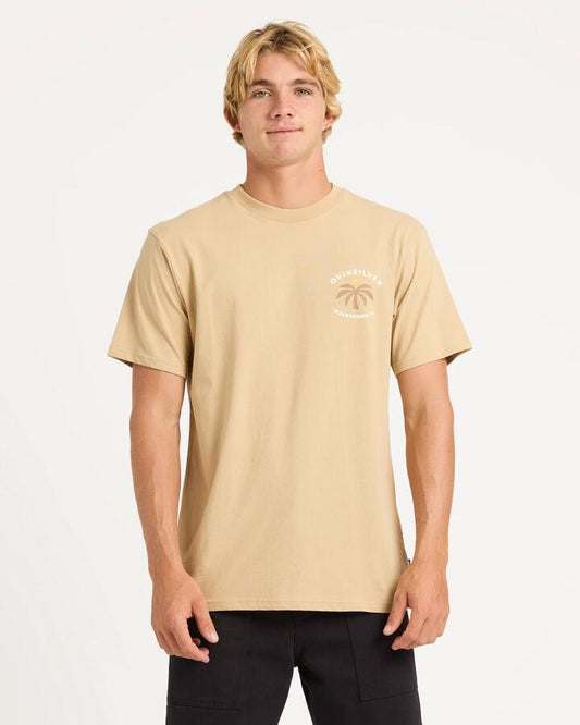 Image of T-Shirts. Product name - Quiksilver Mens One Palm T-Shirt Khaki in Khaki colour by brand - Quiksilver