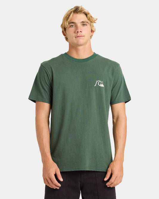 Image of T-Shirts. Product name - Quiksilver Mens Bubble Logo T-Shirt Forest in Forest colour by brand - Quiksilver
