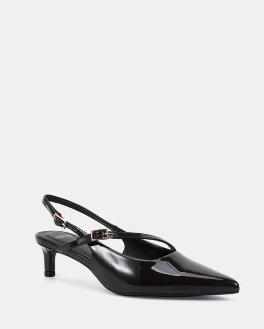 Image of Shoes. Productname: Isela: Black Patent - Women's Court - Low Heel in Black colour by brand - Novo