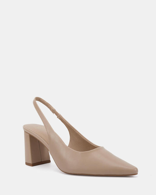 Image of Shoes. Productname: Irie: Neutral Smooth - Women's Court - High Heel in Beige colour by brand - Novo