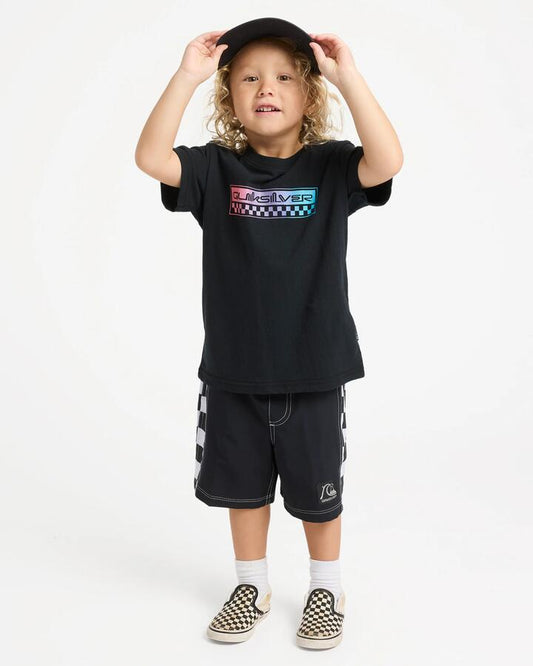 Image of T-Shirts. Product name - Quiksilver Boys 2-7 Omni Check T-Shirt Black in Black colour by brand - Quiksilver