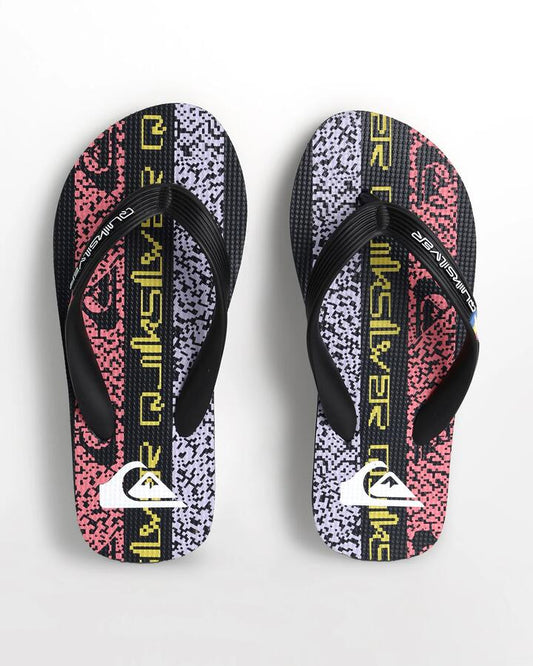 Image of Sandals. Product name - Quiksilver Boys 8-16 Moncata Art Thongs Black/Multi/Multi in Black/Multi/Multi colour by brand - Quiksilver