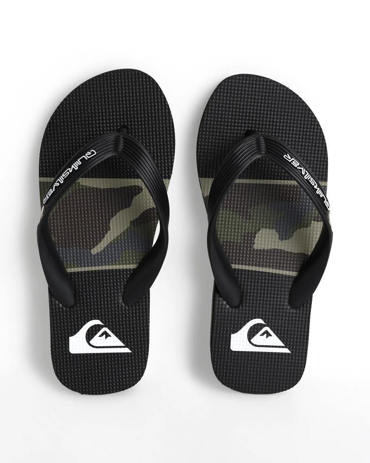 Image of Sandals. Product name - Quiksilver Boys 8-16 Moncata Art Thongs Black/Camo in Black/Camo colour by brand - Quiksilver