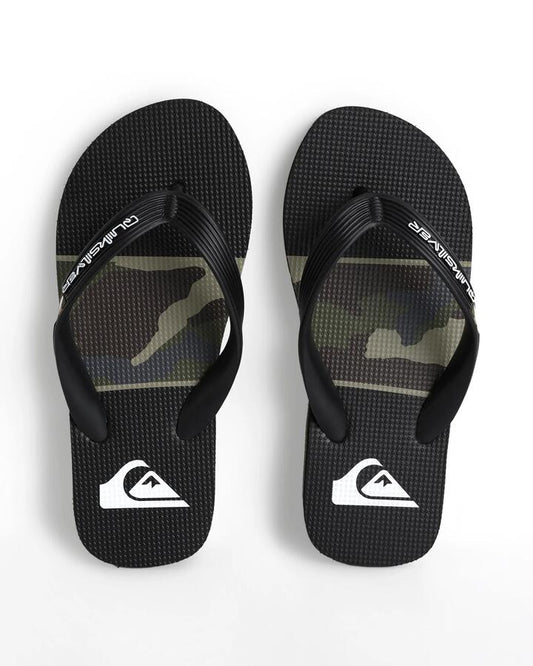 Image of Sandals. Product name - Quiksilver Boys 8-16 Moncata Art Thongs Black/Camo in Black/Camo colour by brand - Quiksilver