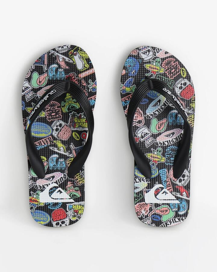 Image of Sandals. Product name - Quiksilver Boys 8-16 Moncata Art Thongs Bright Multi in Bright Multi colour by brand - Quiksilver