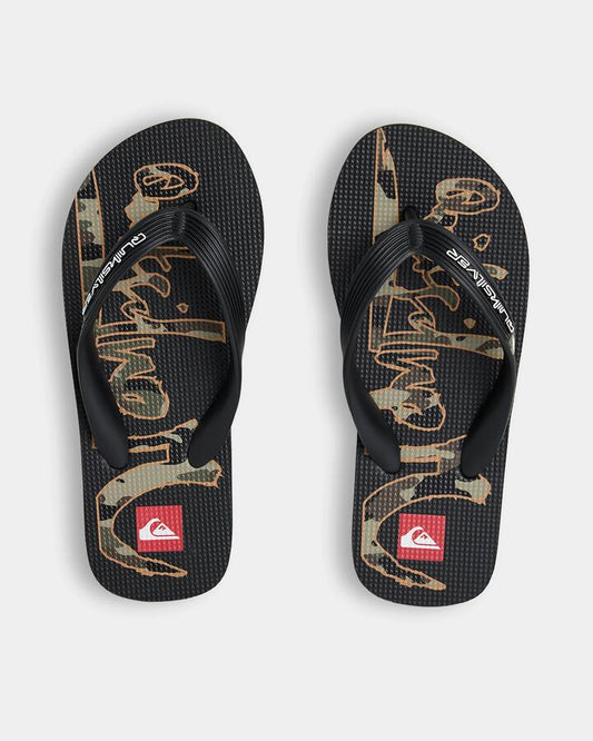 Image of Sandals. Product name - Quiksilver Boys 8-16 Moncata Art Thongs Black/Dark Brown in Black/Dark Brown colour by brand - Quiksilver