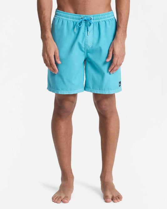 Image of a model wearing Shorts. Productname: quiksilver - Mens Surfwash 17" Swim Shorts - Aqua - in Aqua colour by brand - quiksilver