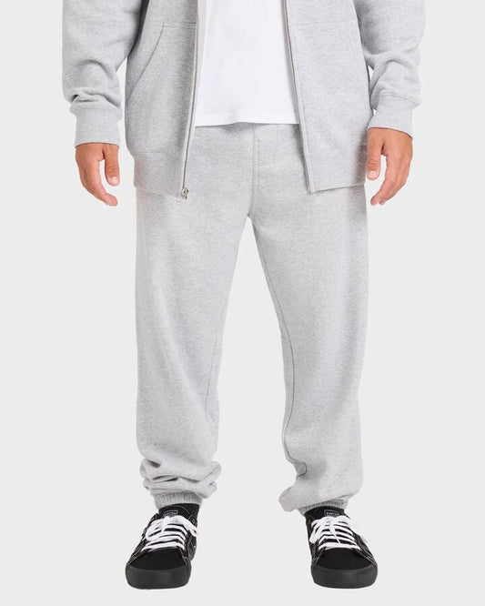 Image of a model wearing Pants. Product name - Billabong Mens Premium Wave Wash Trackpants Light Grey Heather in Light Grey Heather colour by brand - Billabong