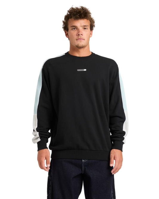 Image of a model wearing Outerwear. Product name - Billabong Mens Spec Bio Pill Crew Neck Fleece Top Black in Black colour by brand - Billabong
