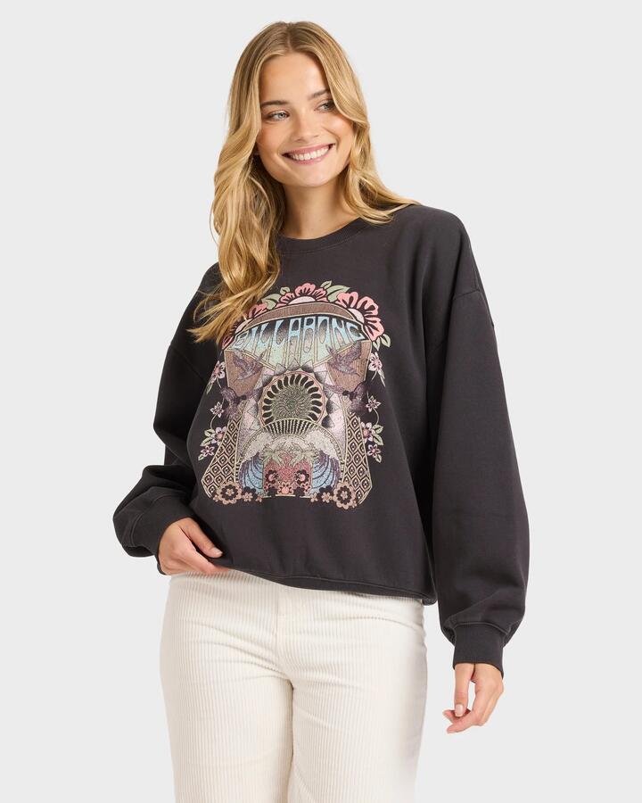 Image of Accessories. Product name - Billabong Womens Winds Of Change Crew Neck Washed Black in Washed Black colour by brand - Billabong