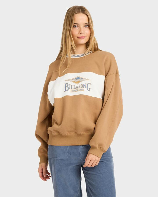 Image of Accessories. Productname: billabong Womens Point Break Crew Neck Cement - in Cement colour by brand - Billabong