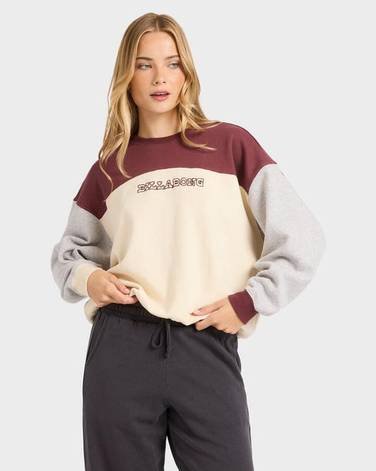 Image of Accessories. Productname: billabong - Womens Get It Kendal Crew Neck - Pinot - in Pinot colour by brand - billabong